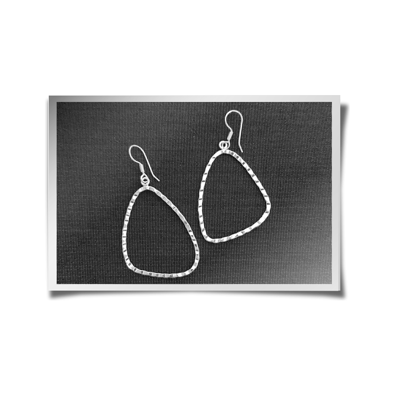 Hammered Quirky Triangle Earrings