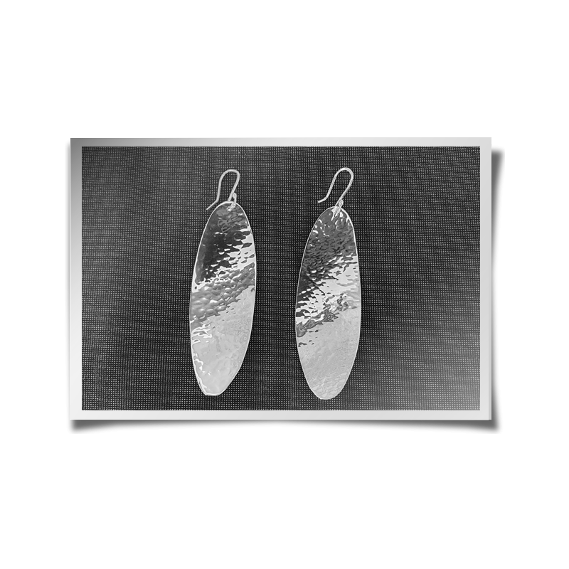 Large Hammered Oval Earrings
